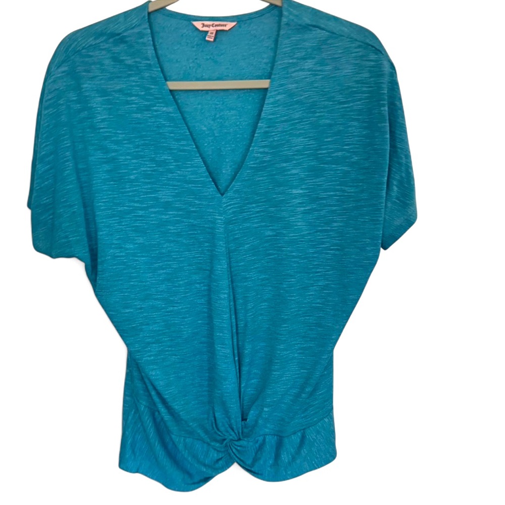 Juicy Couture Blue Twist Front V-Neck Tee - Size XS